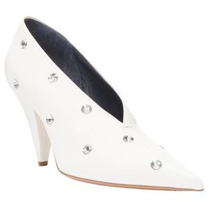 CELINE- OLD CELINE Phoebe Philo V-Neck white crystal studded pump EU37 authentic